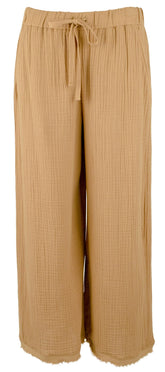 Eileen Fisher Women's Organic Cotton Gauze Wide Leg Cropped Pants XS Chestnut